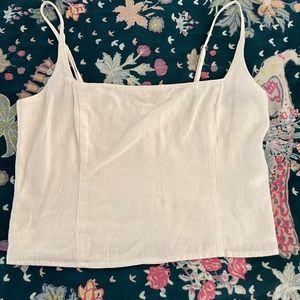 NWOT Abercrombie & Fitch White Linen Crop Top (Medium)